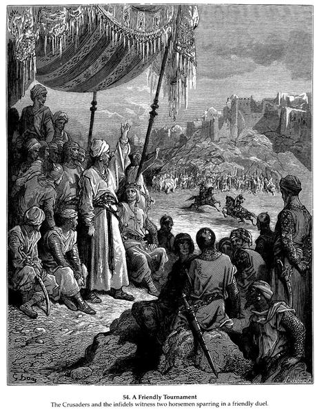 A Friendly Tournament, vintage artwork by Gustave Dore, 12x8" (A4) Poster