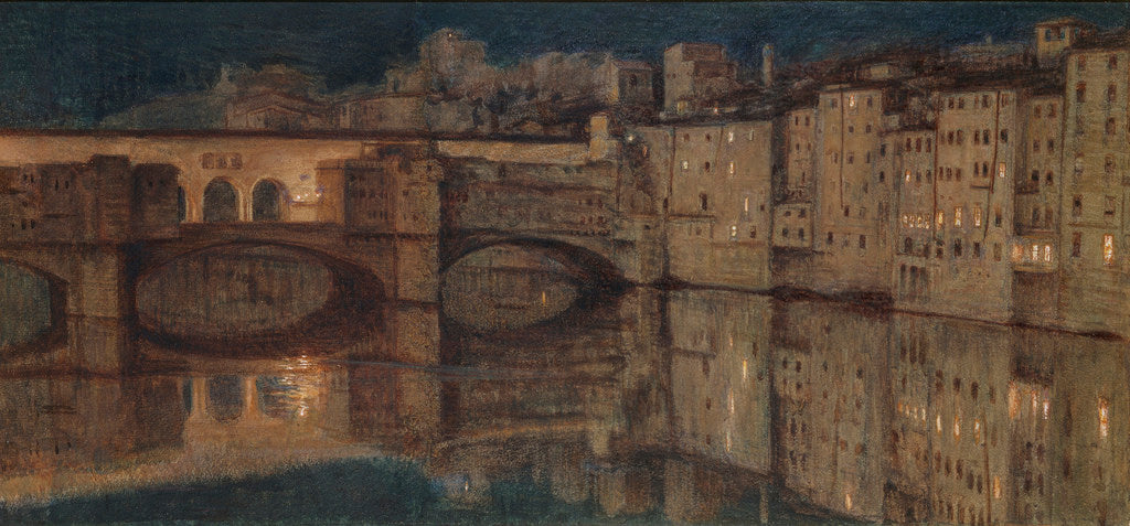The Ponte-Vecchio, Florence, vintage artwork by William Holman Hunt, 12x8" (A4) Poster