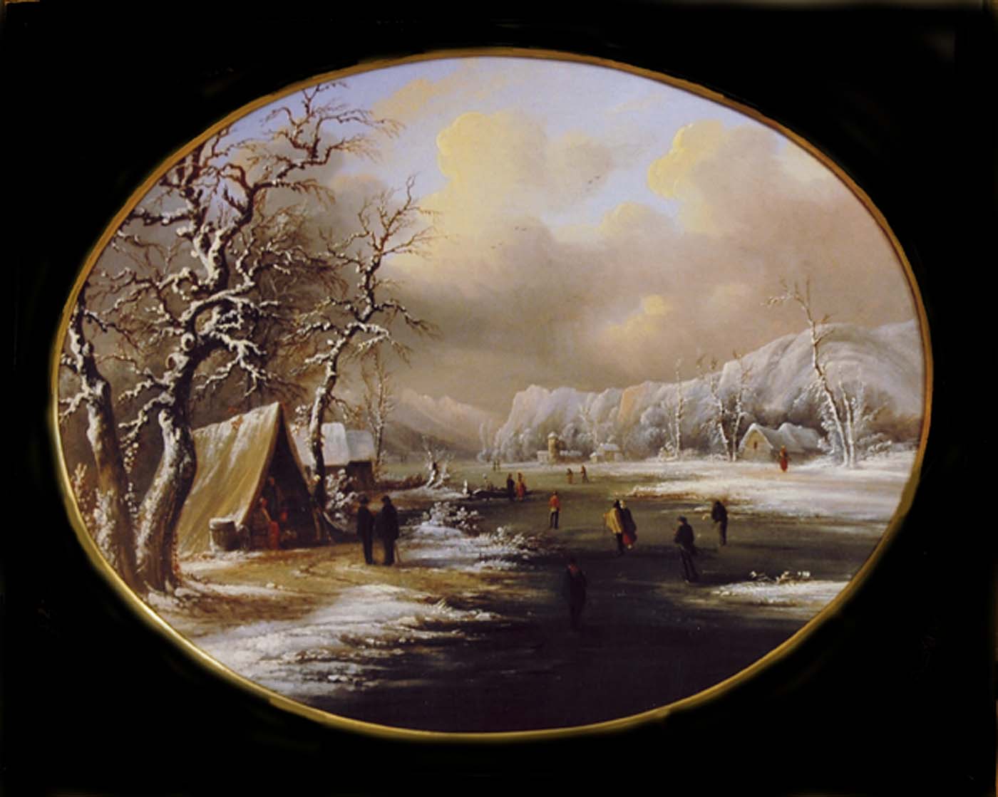 Winter Skating in New Jersey, vintage artwork by Regis François Gignoux, A3 (16x12") Poster Print