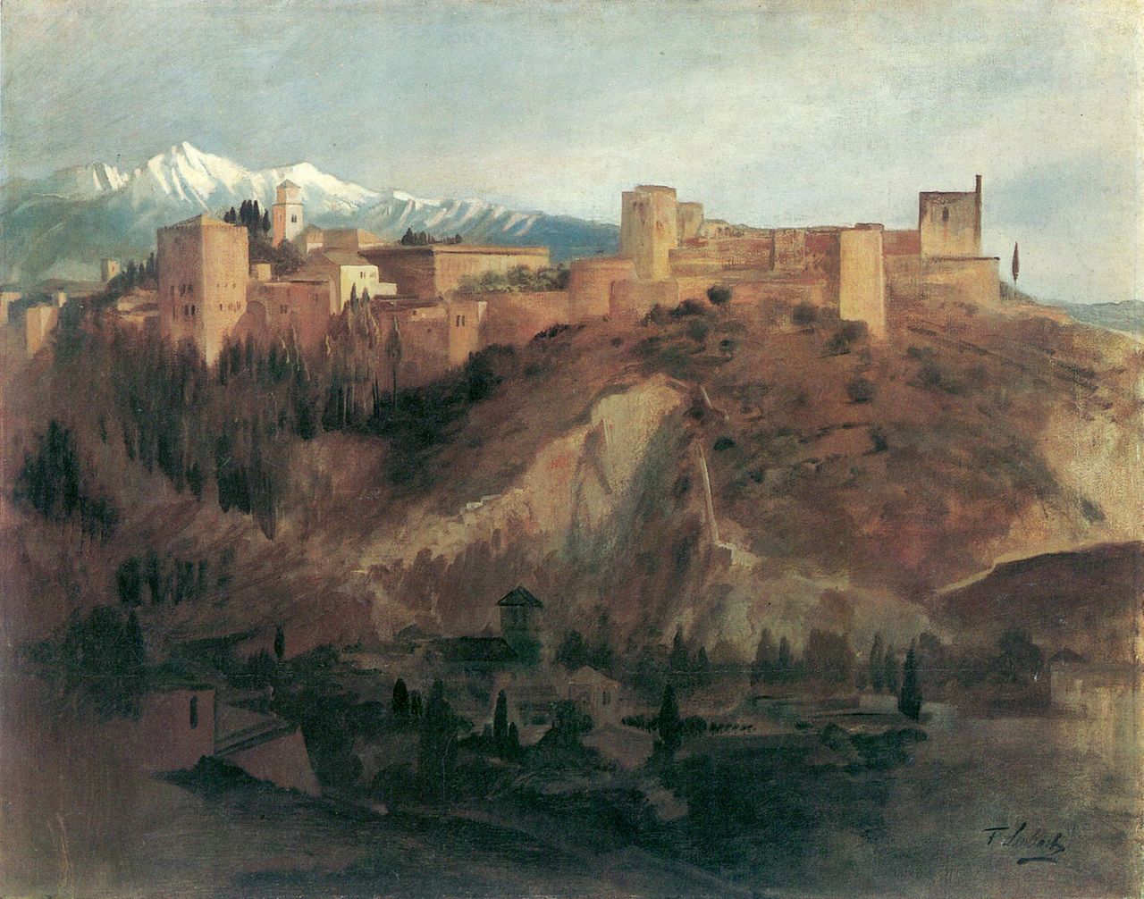The Alhambra in Granada, vintage artwork by Franz von Lenbach, 12x8" (A4) Poster