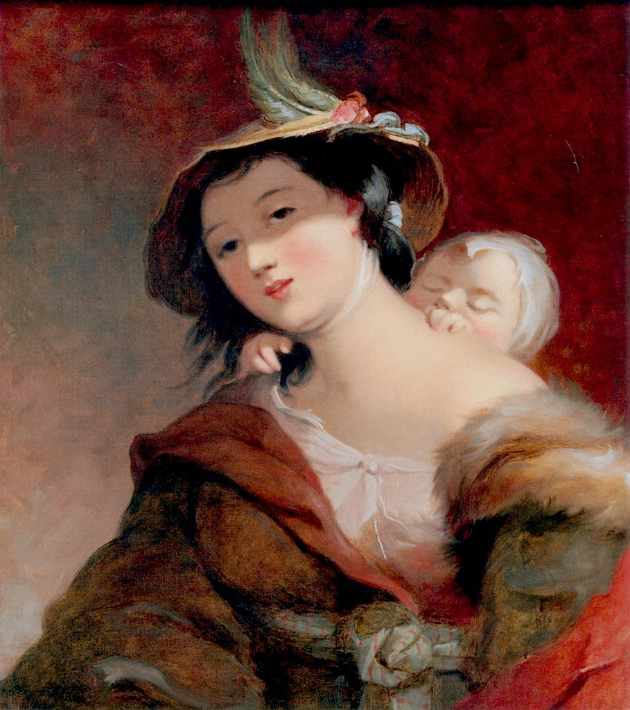 Gypsy Woman and Child, after Murillo, vintage artwork by Thomas Sully, 12x8" (A4) Poster
