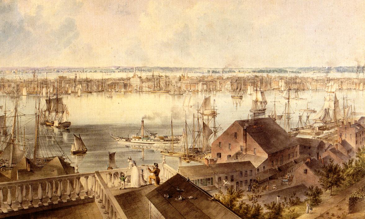 View of New York from Brooklyn Heights, vintage artwork by John William Hill, A3 (16x12") Poster Print