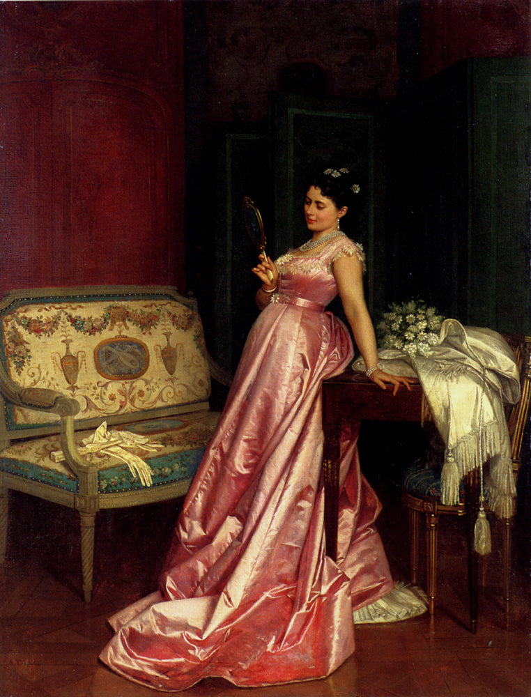 The Admiring Glance, vintage artwork by Auguste Toulmouche, 12x8" (A4) Poster