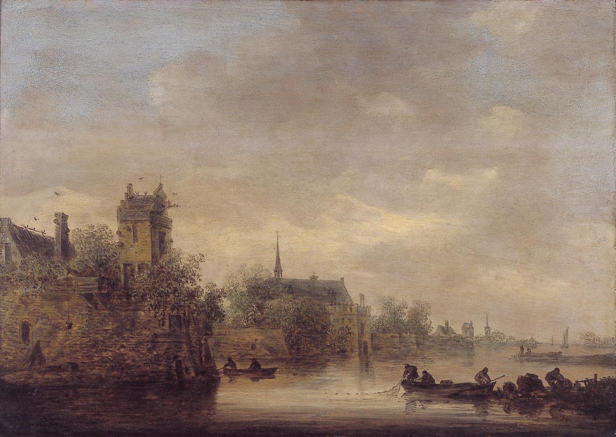 Ruined Town on a River, vintage artwork by Jan van Goyen, 12x8" (A4) Poster