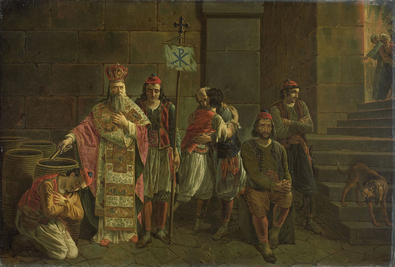 The last defenders of Missolonghi, vintage artwork by Joseph-Denis Odevaere, 12x8" (A4) Poster