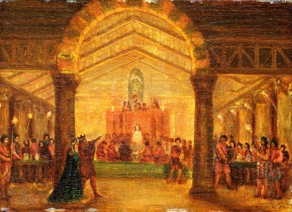 Scene from 'Macbeth' by William Shakespeare, vintage artwork by Alfred Elmore, A3 (16x12") Poster Print