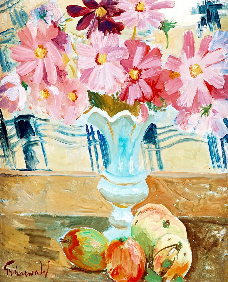 Still life with garden cosmos by Isaac Grünewald,16x12(A3) Poster