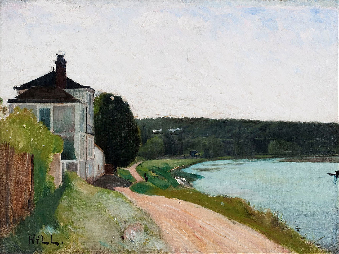 Villa at Seine, Bois-le Roi, vintage artwork by Carl Fredrik Hill, 12x8" (A4) Poster