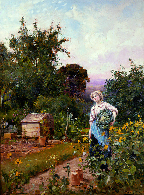 Cabbage Gatherer, vintage artwork by Henry John Yeend King, 12x8" (A4) Poster