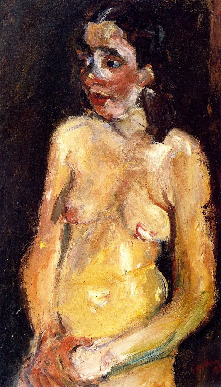 Female Nude with Foliage Shadows, vintage artwork by Chaim Soutine, 12x8" (A4) Poster