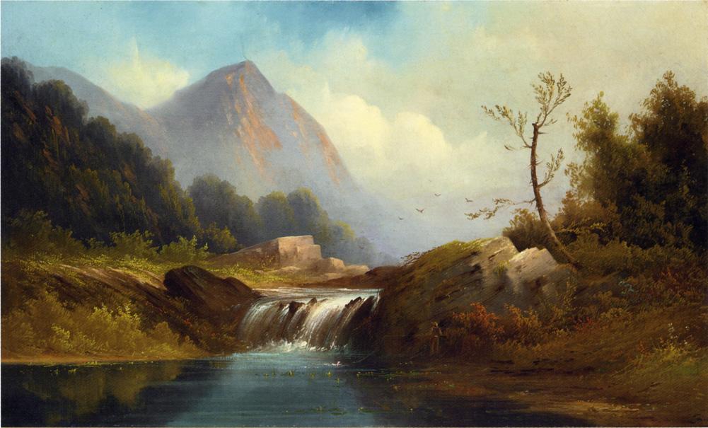 Wilderness Idyll, vintage artwork by Robert Seldon Duncanson, 12x8" (A4) Poster