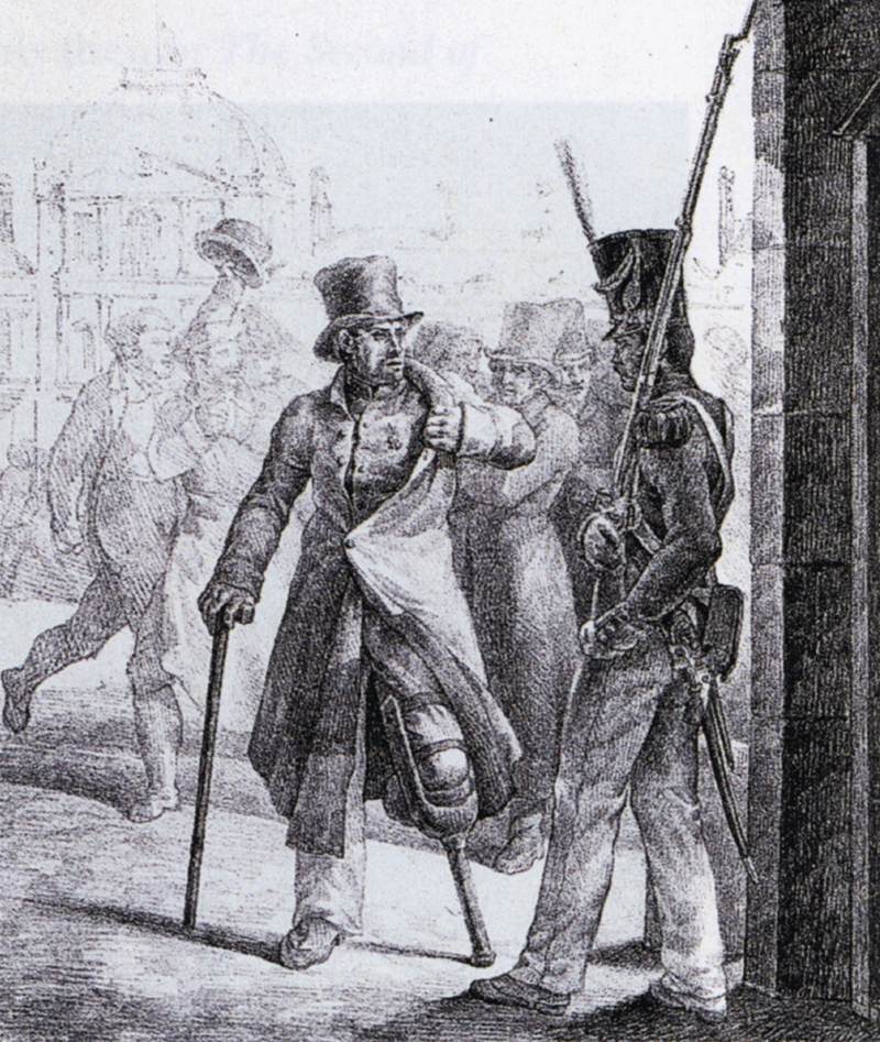 Swiss Guard and Wounded Veteran, vintage artwork by Theodore Gericault, 12x8" (A4) Poster