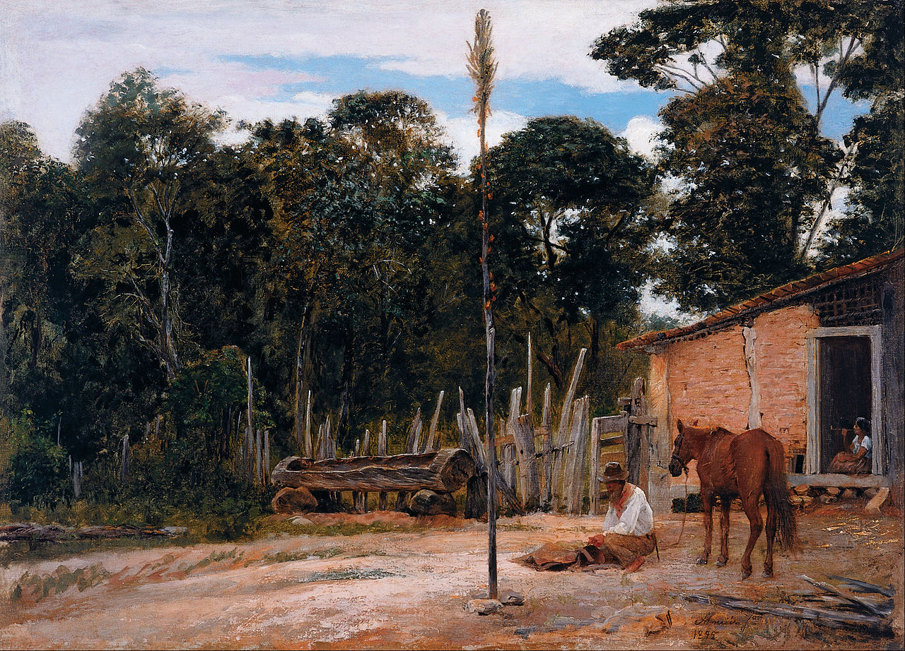 Tightening the Saddle, vintage artwork by Jose Ferraz de Almeida Junior, 12x8" (A4) Poster