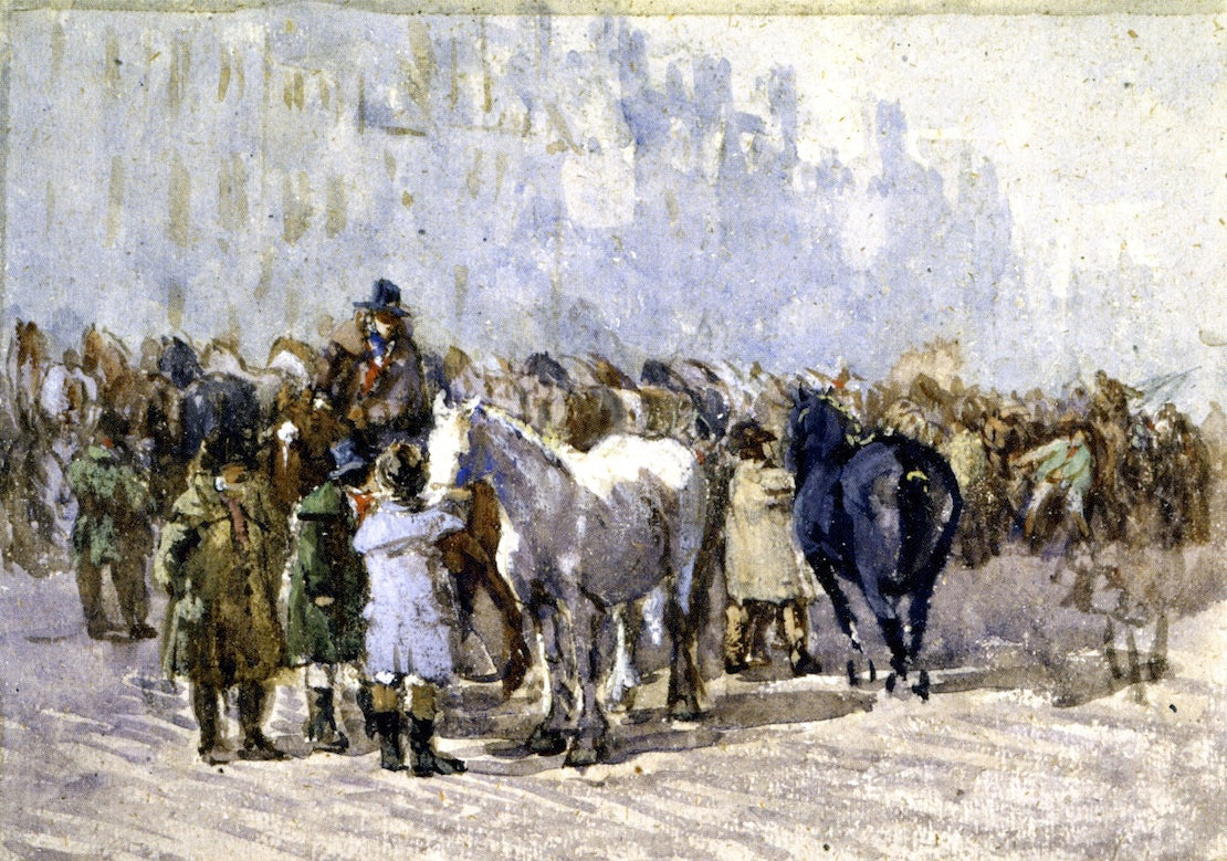 The Birmingham Horse Fair, vintage artwork by David Cox, 12x8" (A4) Poster