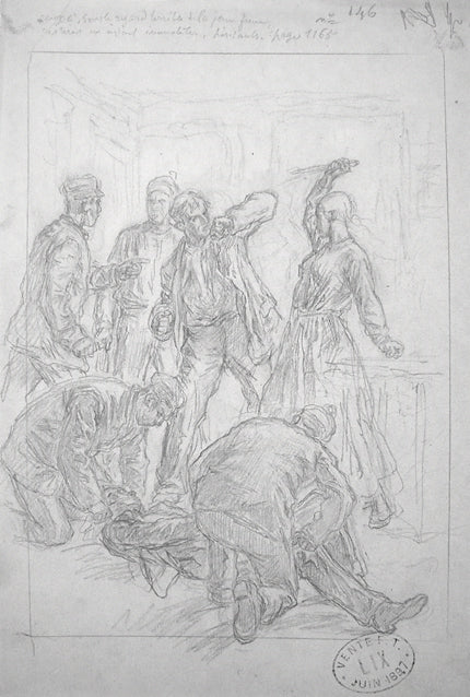 Sketch for an illustration, vintage artwork by Frederic Theodore Lix, 12x8" (A4) Poster