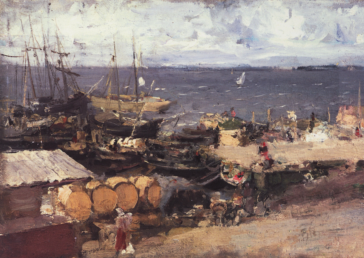 Arkhangelsk Port on Dvina. by Constantin Alexeevich Korovin,A3(16x12")Poster