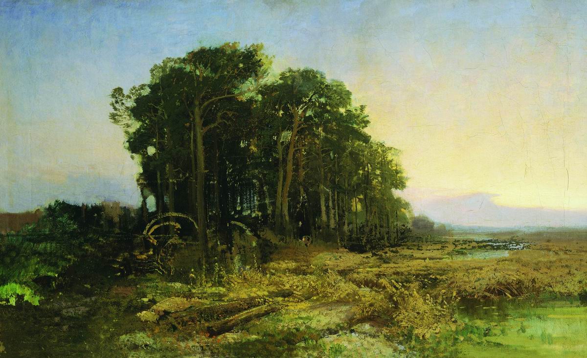 Pine Trees, vintage artwork by Feodor Vasilyev, 12x8" (A4) Poster