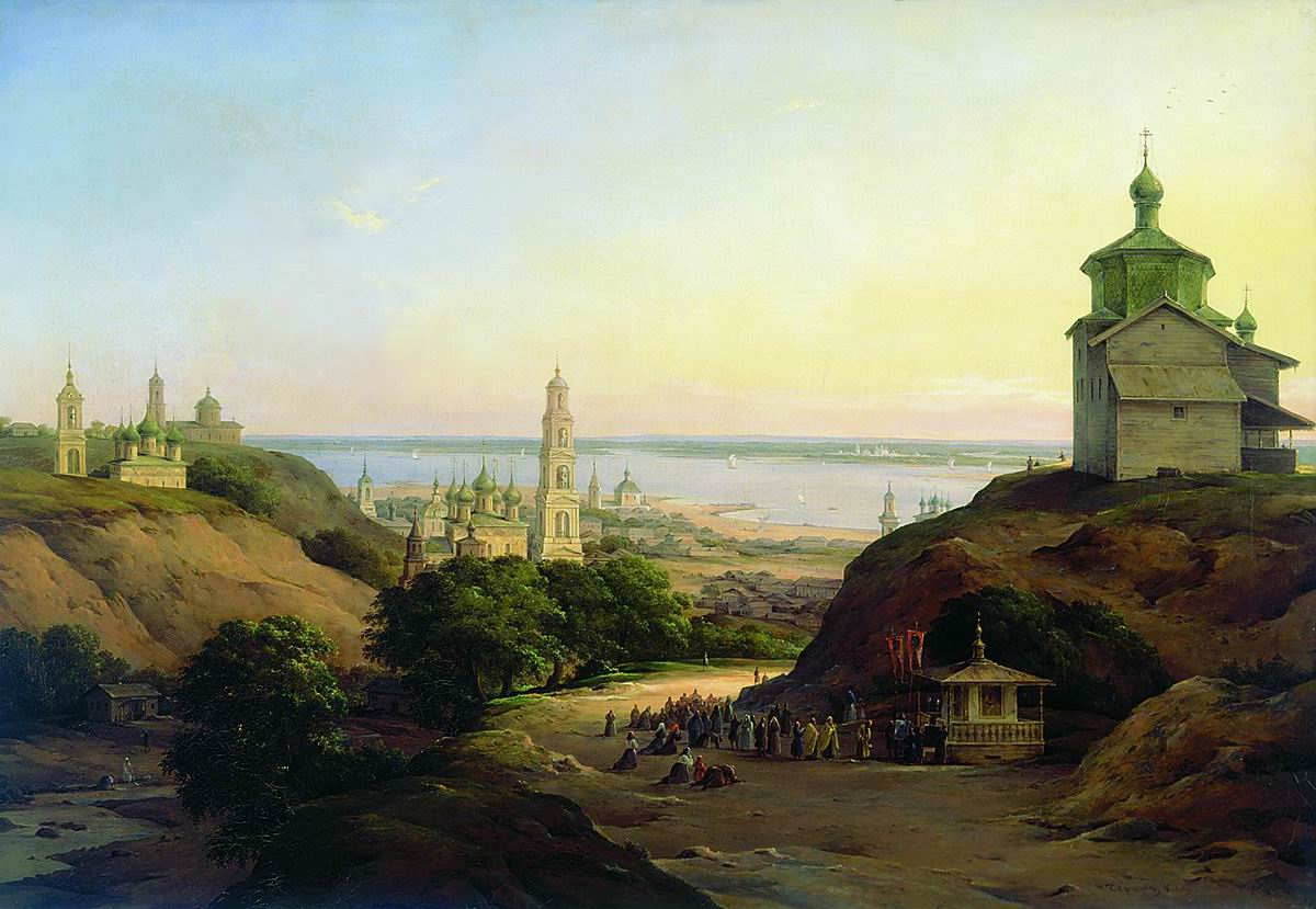 View of Yurievets Povolsky, vintage artwork by Nikanor Chernetsov, A3 (16x12") Poster Print