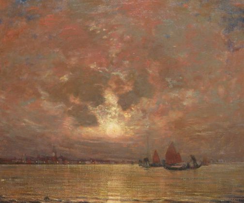 Moonrise on the Lagoon, Venice by Hermann Dudley Murphy,A3(16x12")Poster