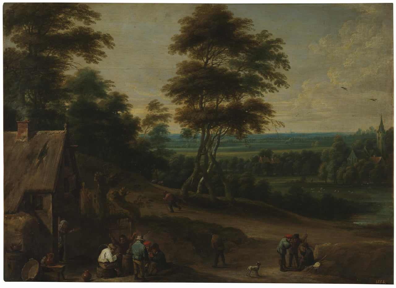 Villagers' Lunch, vintage artwork by Lucas van Uden, 12x8" (A4) Poster