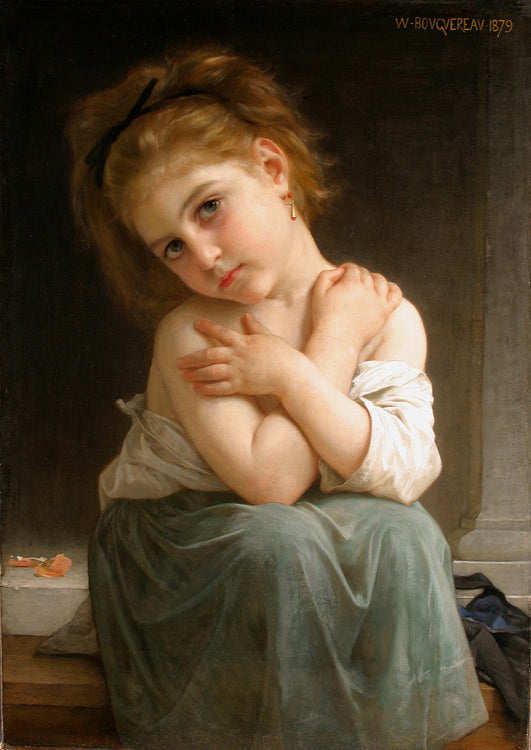 The Chilly Girl, vintage artwork by William Bouguereau, 12x8" (A4) Poster