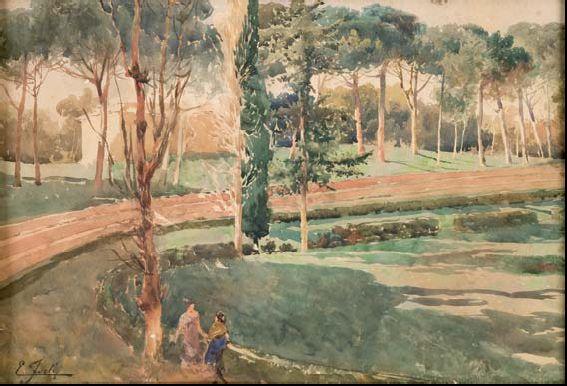 Piazza di Siena con signore by Edouardo Ettore Forti,16x12(A3) Poster