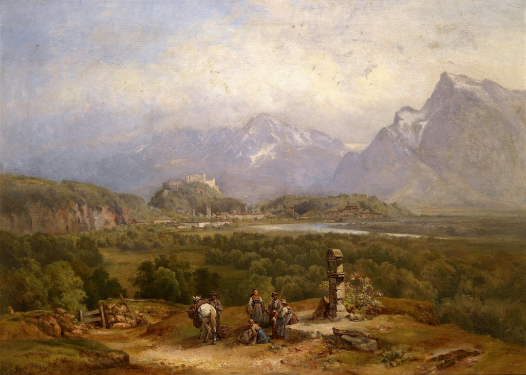 View of Salzburg, vintage artwork by Anton Hansch, A3 (16x12") Poster Print