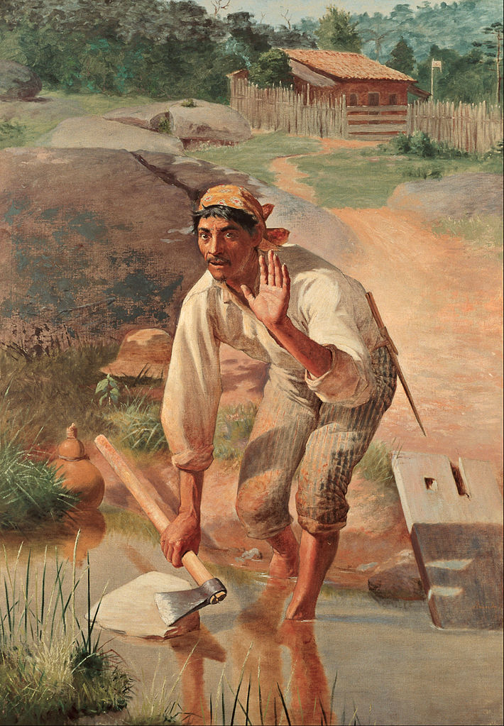 Interrupted Whetting, vintage artwork by Jose Ferraz de Almeida Junior, 12x8" (A4) Poster