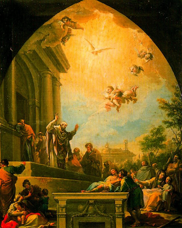 The Peaching of St. Eugenio, vintage artwork by Francisco Bayeu y Subias, 12x8" (A4) Poster