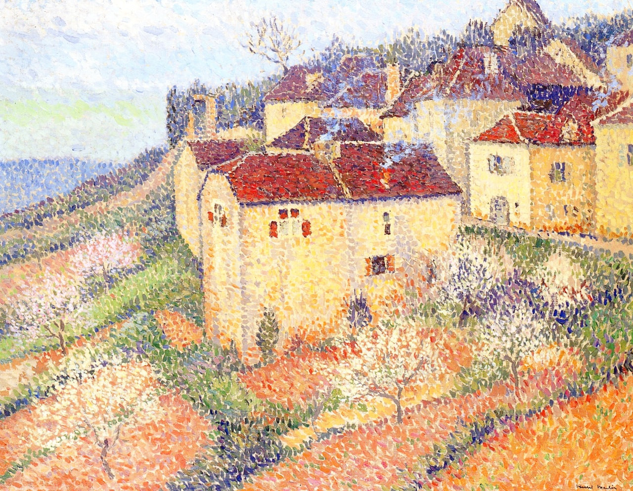 Groupe de Maisons à Saint Cirq Lapopie by Henri Martin,A3(16x12")Poster