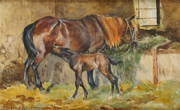 Mare and Her Foal by Anna Palm de Rosa,A3(16x12")Poster