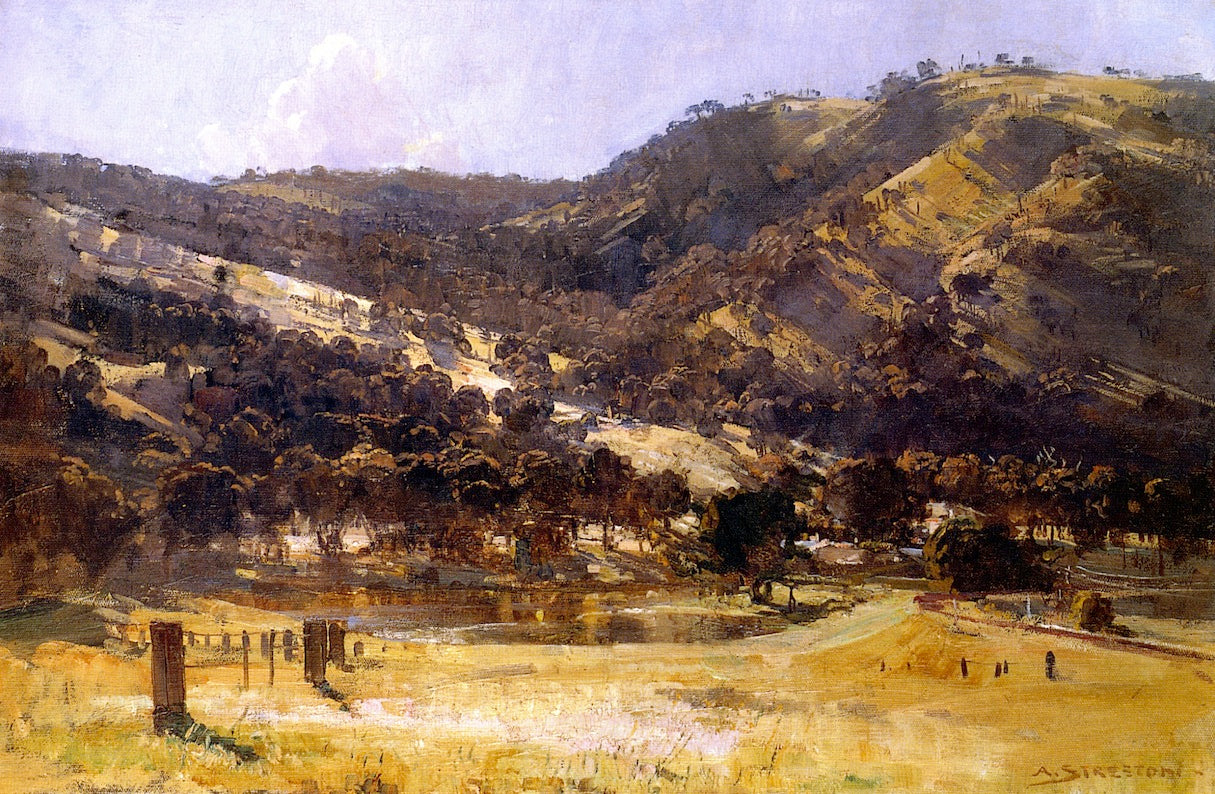 Afternoon LIght, Goulburn Valley, vintage artwork by Sir Arthur Streeton, 12x8" (A4) Poster
