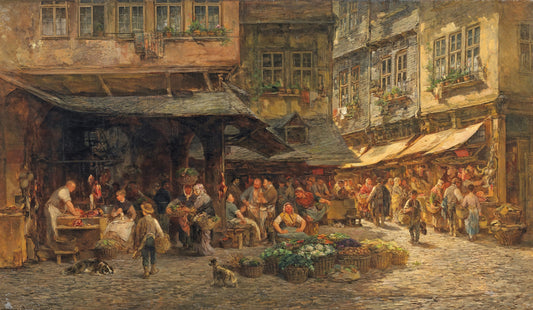 The Schirn in Frankfurt, vintage artwork by Anton Burger, 12x8" (A4) Poster