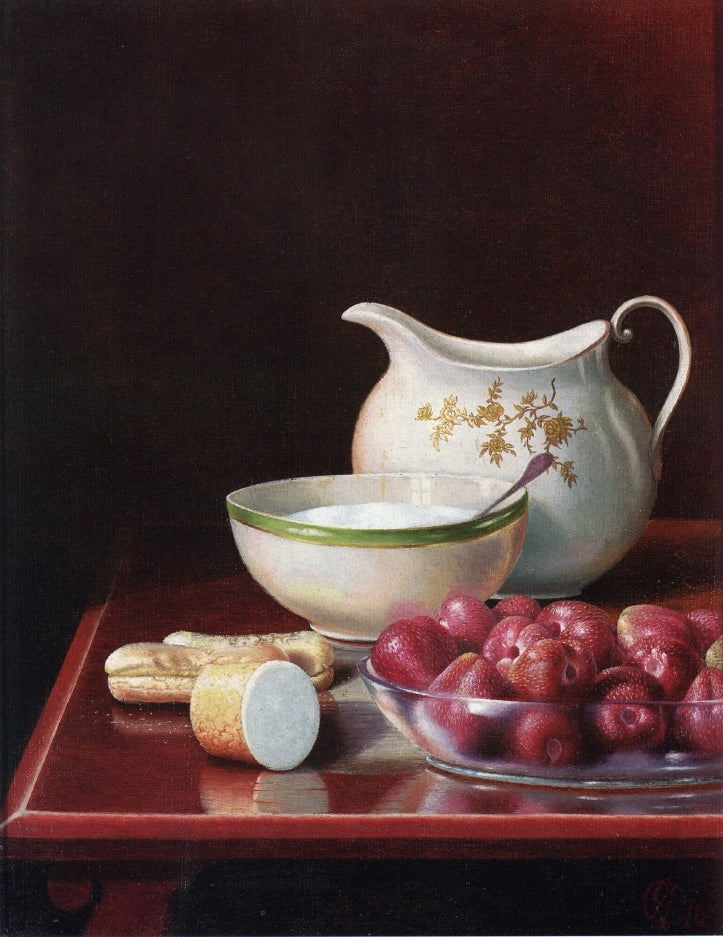 ll Life with Berries, Sugar and Cream Pitcher by George Cope,A3(16x12")Poster