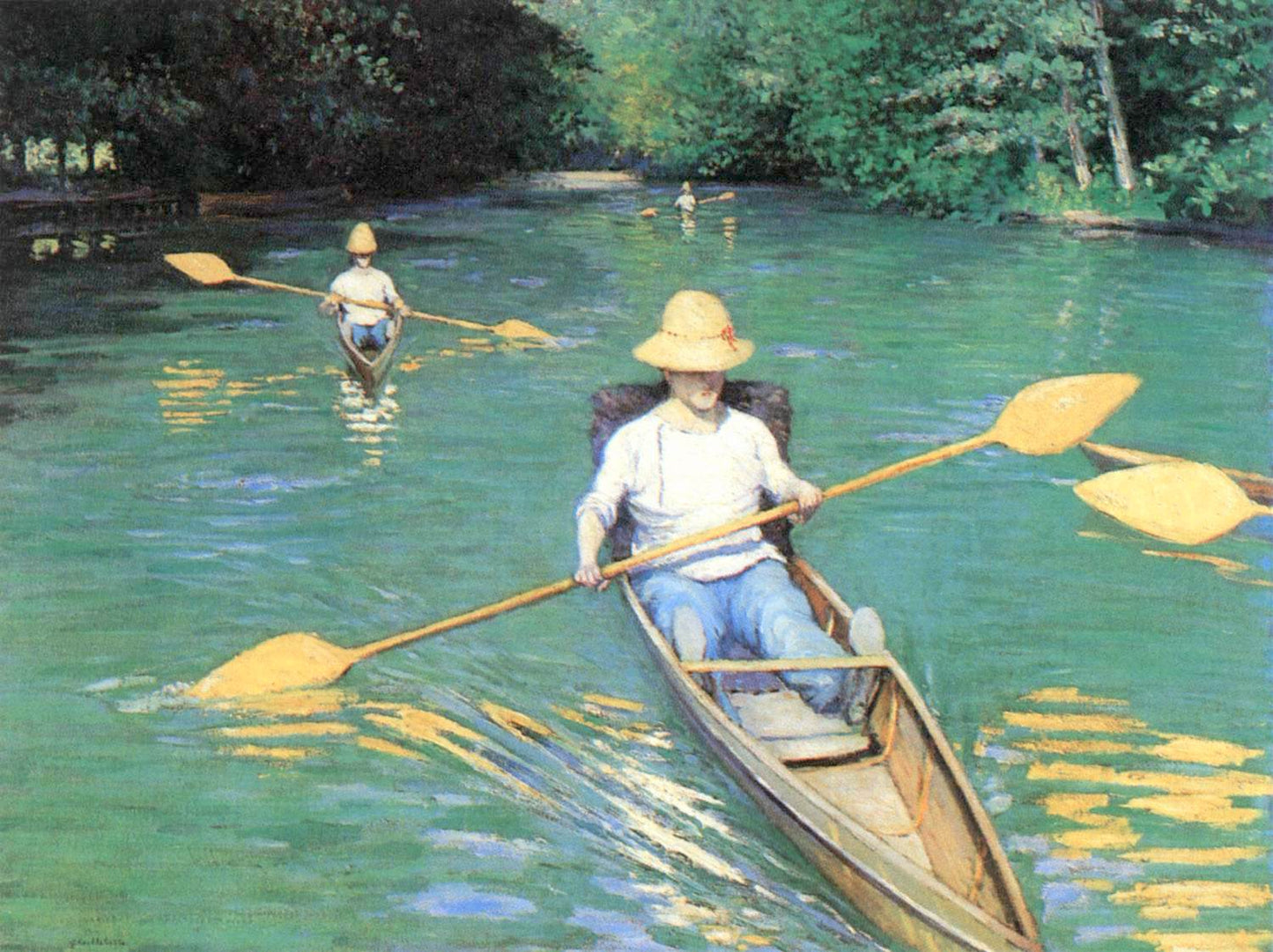 Canoeing on the Yerres, vintage artwork by Gustave Caillebotte, 12x8" (A4) Poster