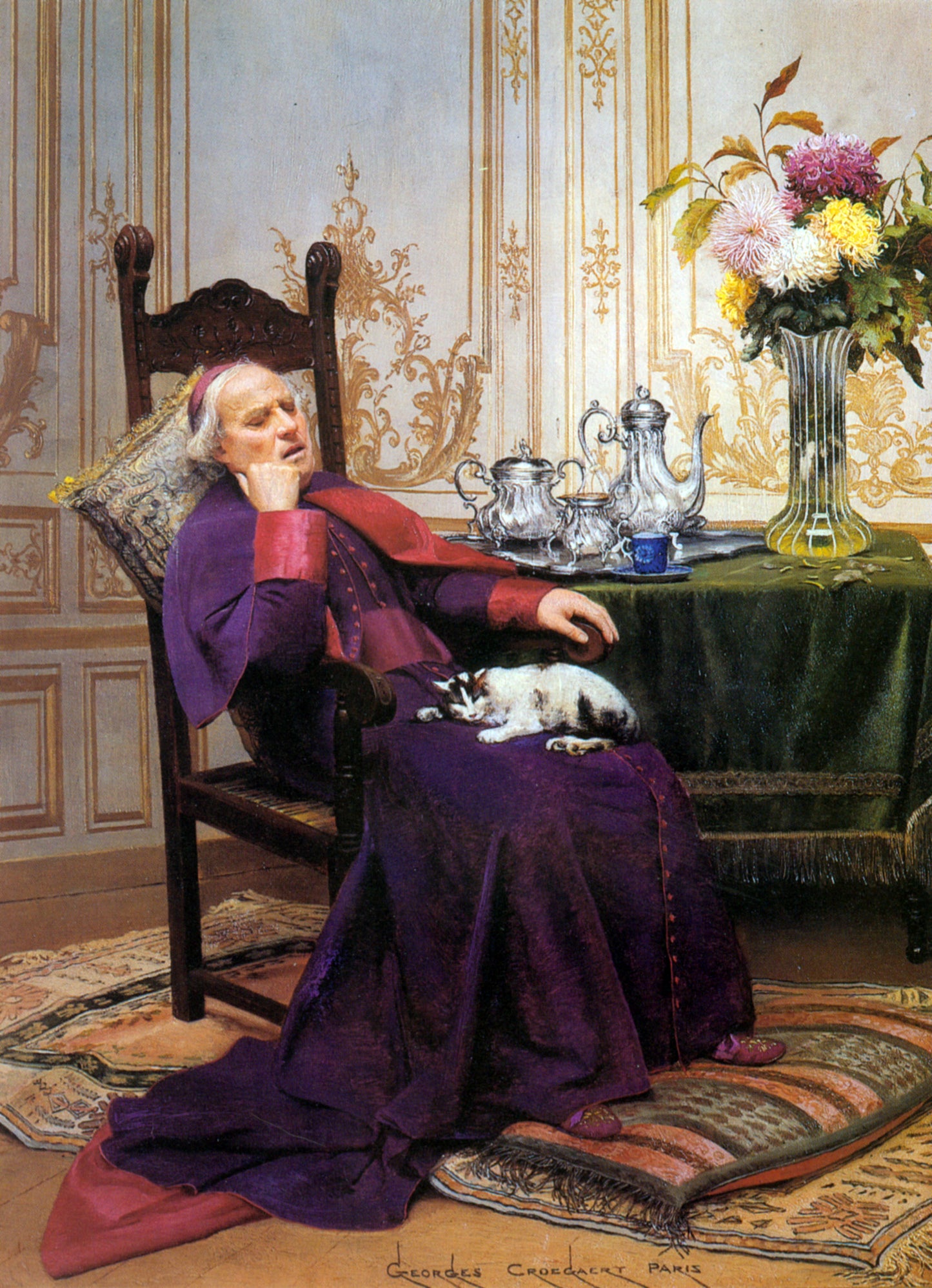 Napping, vintage artwork by Georges Croegaert, 12x8" (A4) Poster