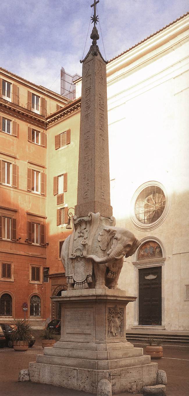 Elephant Obelisk, vintage artwork by Gian Lorenzo Bernini, 12x8" (A4) Poster