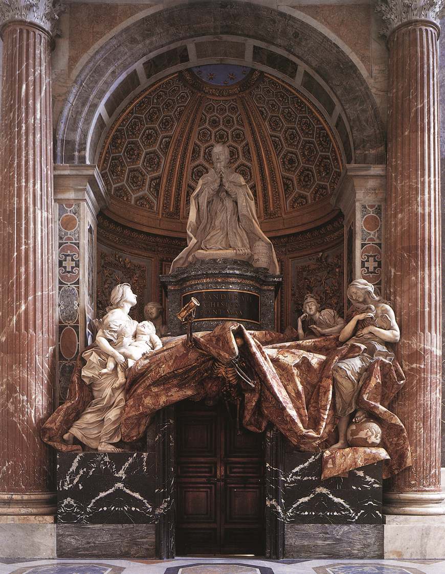 Tomb of Pope Alexander VII, vintage artwork by Gian Lorenzo Bernini, 12x8" (A4) Poster