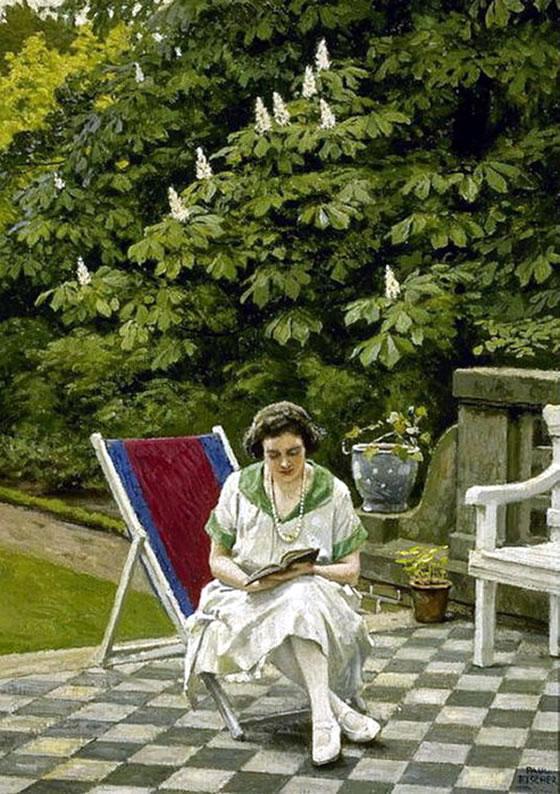 Reading on the Terrace by Paul-Gustave Fischer,A3(16x12")Poster