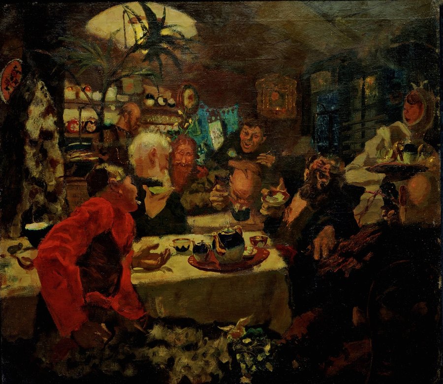 The Tea Party by Nikolai Sapunov,16x12(A3) Poster