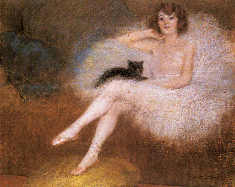 Ballerina With A Black Cat by Pierre Carrier-Belleuse,A3(16x12")Poster