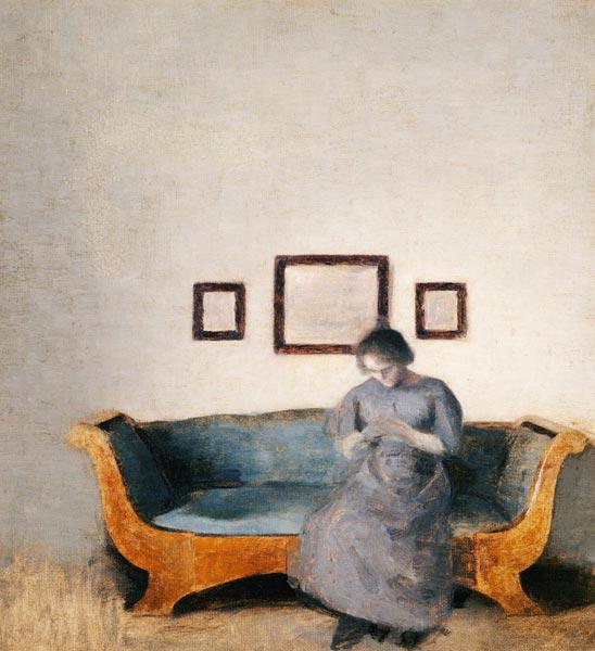 Ida Hammershoi on the Sofa by Vilhelm Hammershoi,A3(16x12")Poster