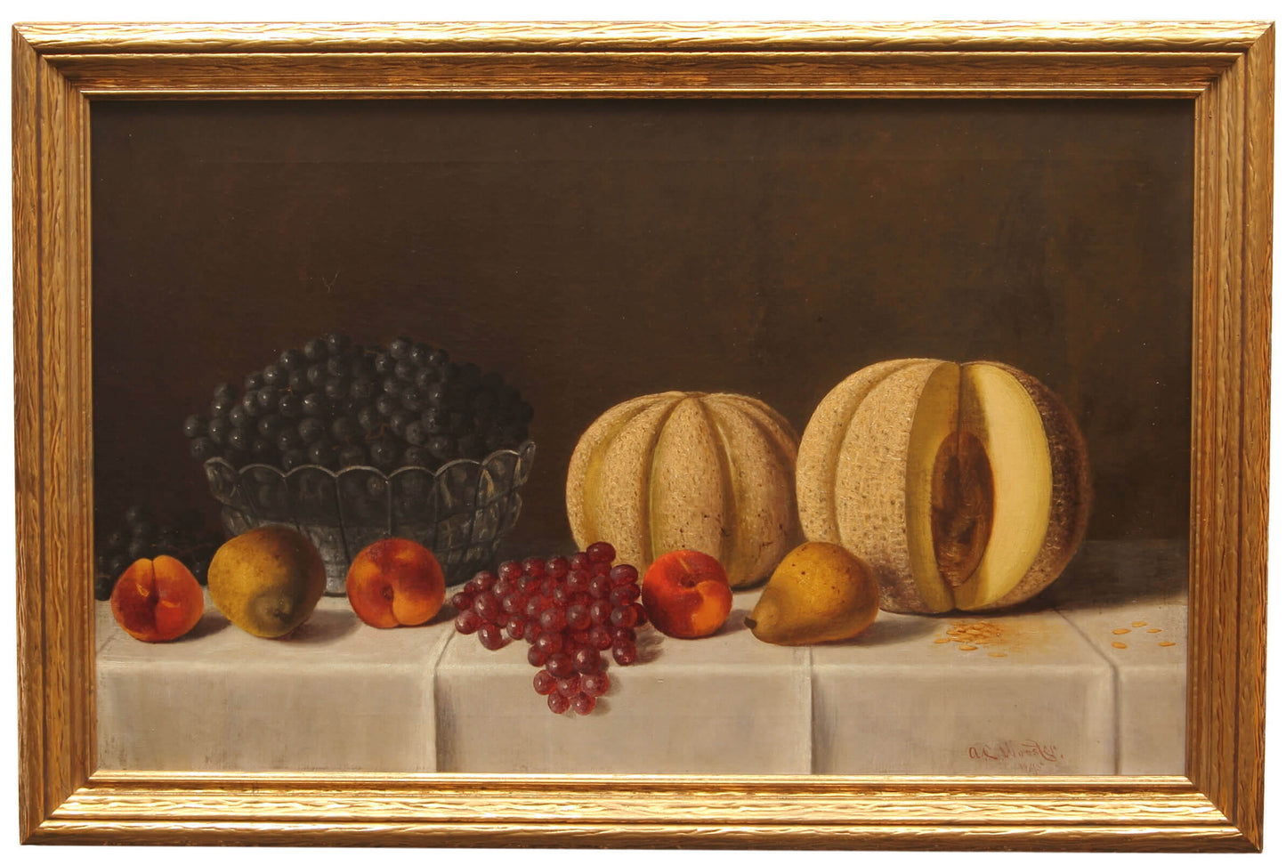 Still Life with Cantaloupes, vintage artwork by Austin Wooster, 12x8" (A4) Poster