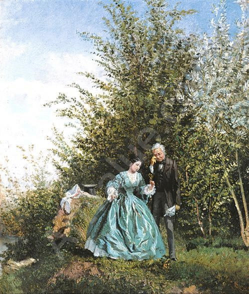 La promenade, vintage artwork by Adolphe Theodore Jules Potemont, 12x8" (A4) Poster