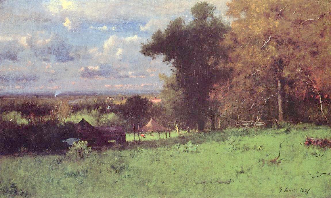 A Breezy Autumn, vintage artwork by George Inness, 12x8" (A4) Poster