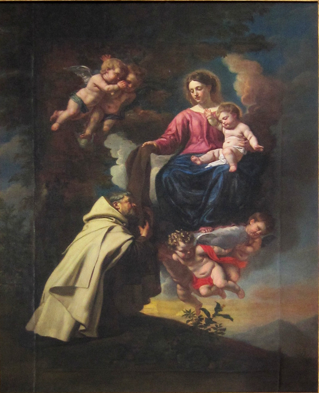 Delivery of the Scapular to St. Simon, vintage artwork by Jacob van Oost the Younger, 12x8" (A4) Poster