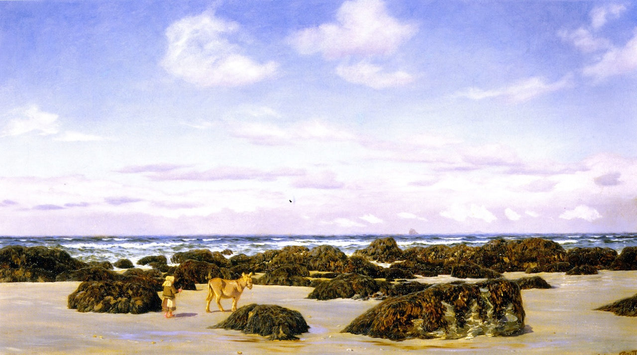 View on the Beach at St. Agnes, vintage artwork by John Edward Brett, A.R.A., 12x8" (A4) Poster