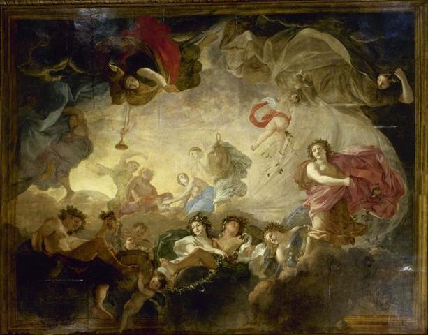 Apollo and the Hours, vintage artwork by Charles Le Brun, 12x8" (A4) Poster