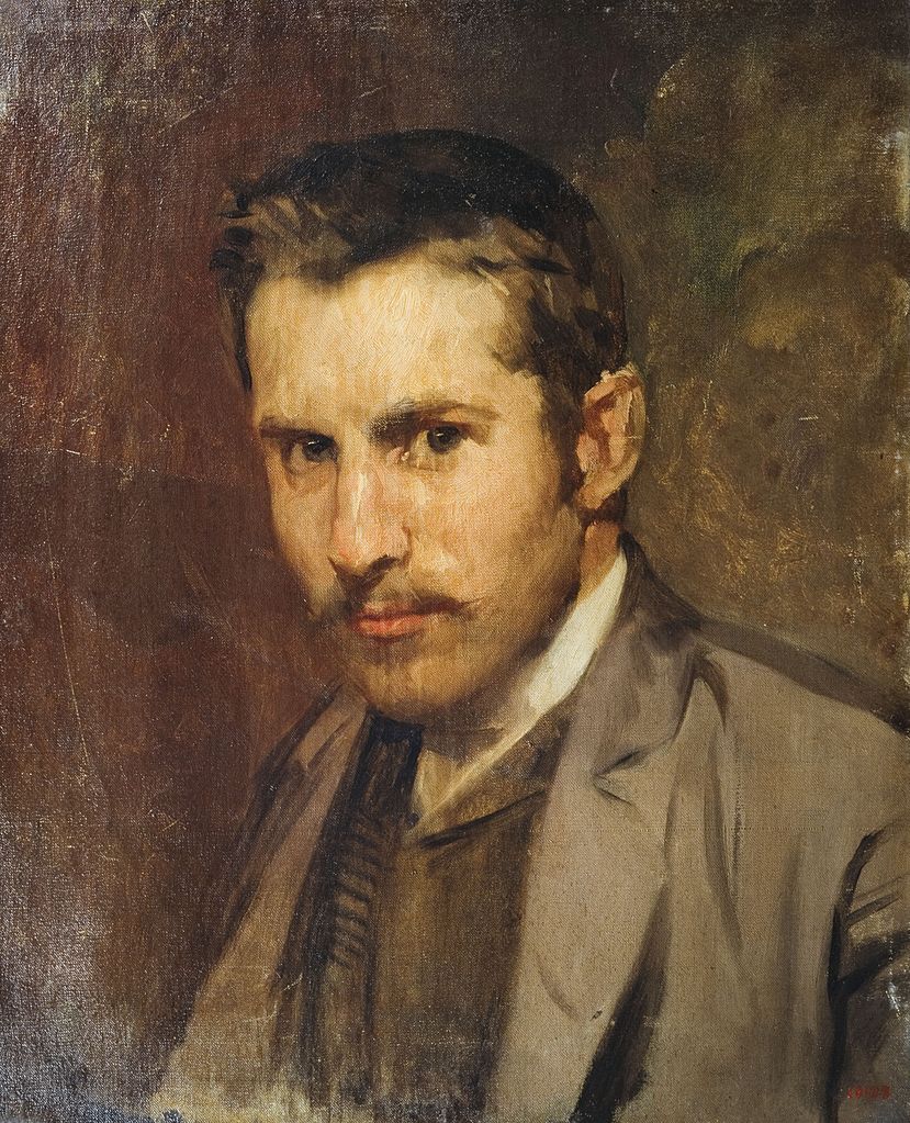 Painter Sebastià Junyent, vintage artwork by Antonio Caba y Casmitjana, 12x8" (A4) Poster