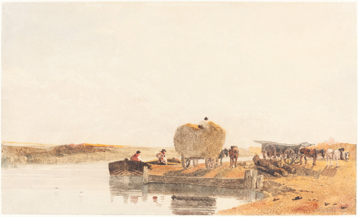 Evening on the Foss Dyke near Lincoln, vintage artwork by Peter de Wint, 12x8" (A4) Poster